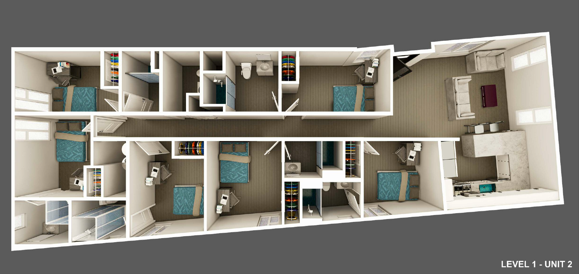 a rendering of a 3d floor plan of a house