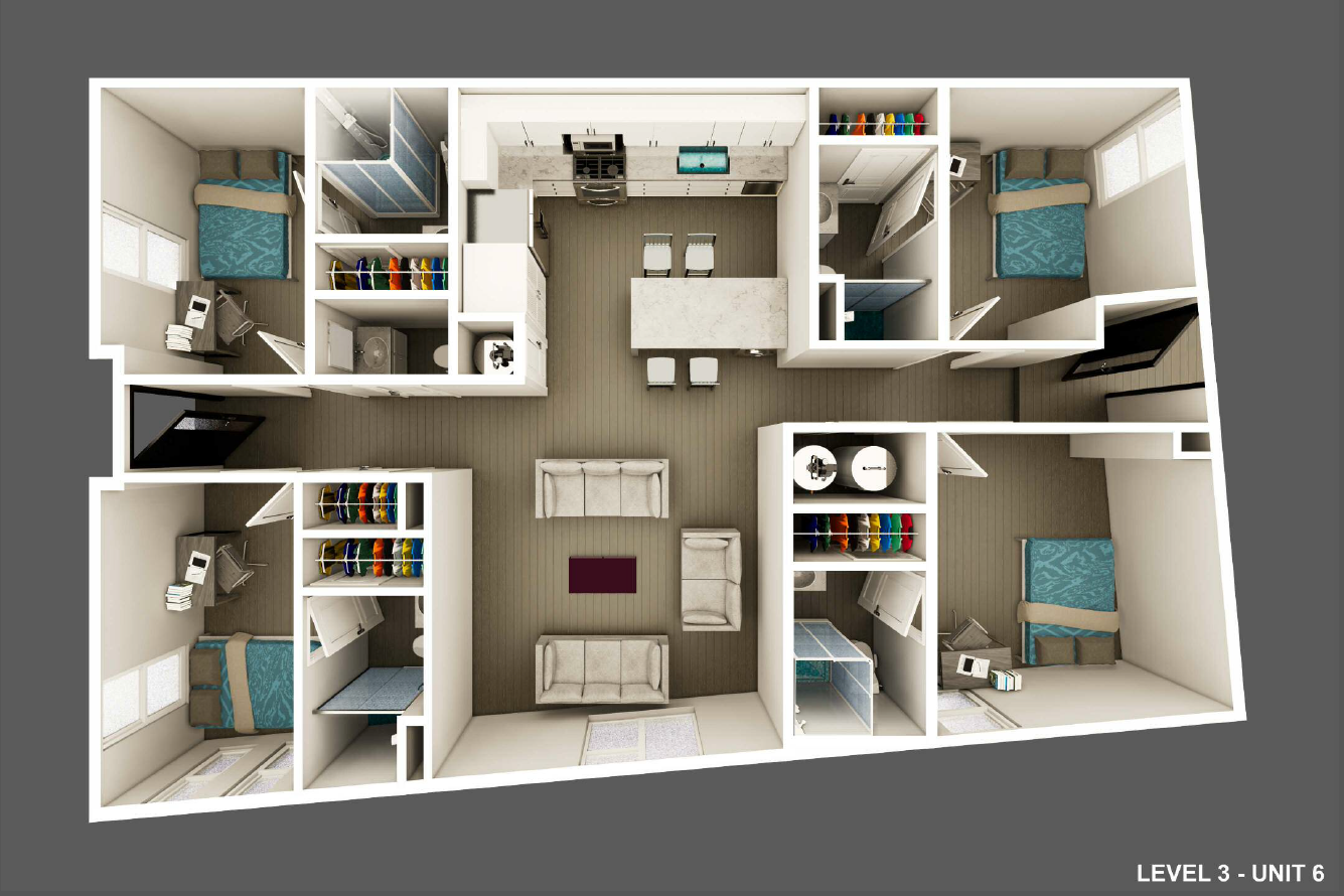 a rendering of a 3d floor plan of a house