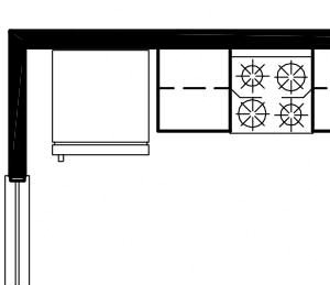 studio floor plan Studio apartment with private sleeping nook and lots of windows.