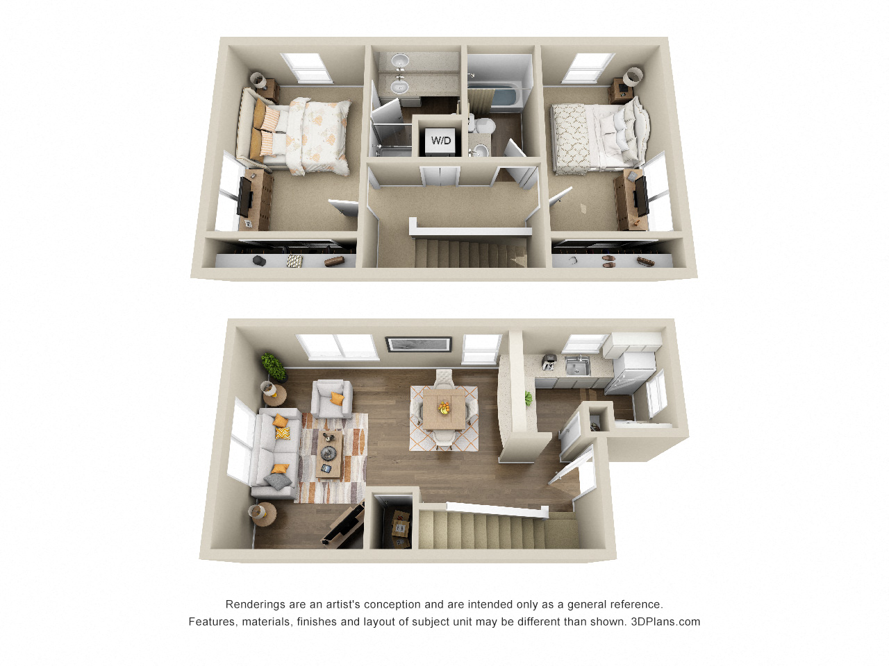Goose Hollow Townhomes Two Bedroom Floor plan