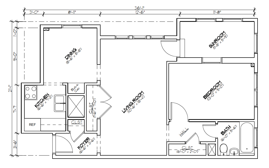 1 Bedroom, 1 Bathroom - 2