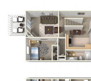 3 bed 2 bath townhome floor plan