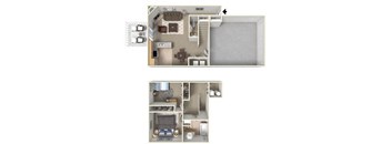 two bed townhome floor plan