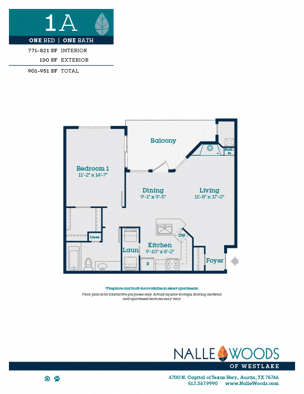 floorplans_1A at Nalle Woods of Westlake, Austin, Texas