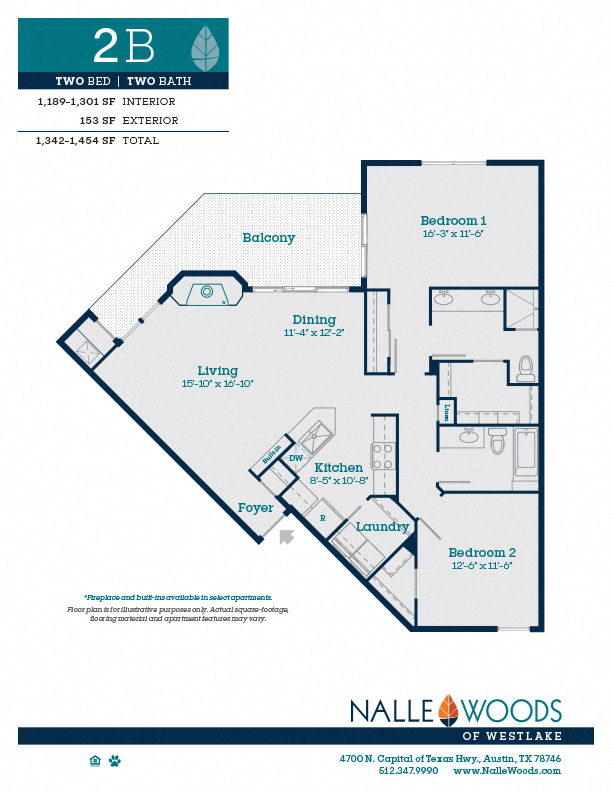 floorplans_2B at Nalle Woods of Westlake, Austin, TX, 78746