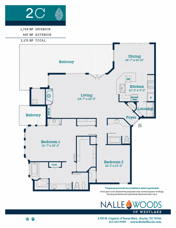 floorplans_2C at Nalle Woods of Westlake, Austin, TX