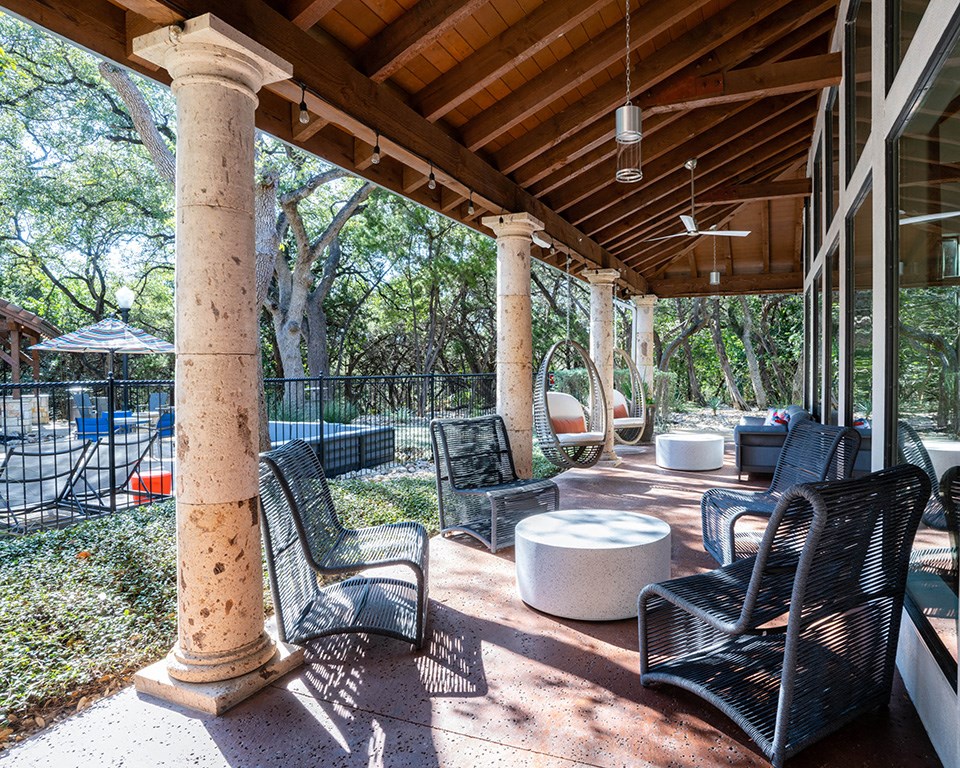 covered veranda day at Nalle Woods of Westlake, Austin