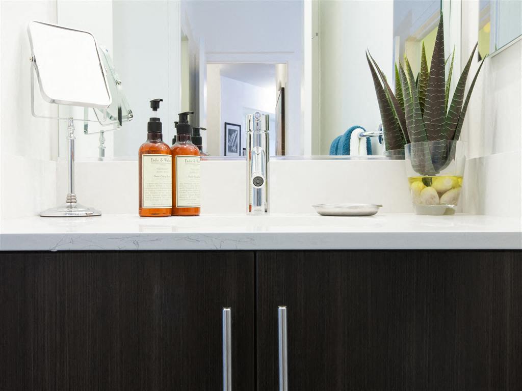 Bathroom Sink and Large Mirror at Venn Apartments, San Francisco, CA