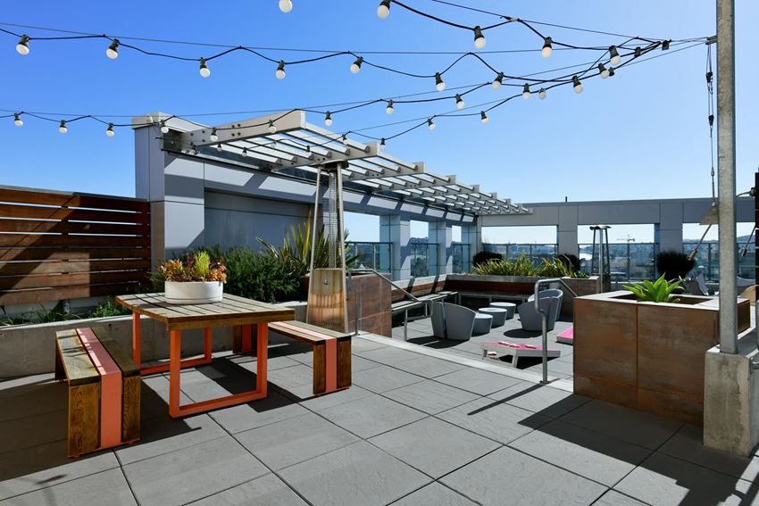 Rooftop Terrace Seating at Venn On Market, San Francisco, CA, 94102