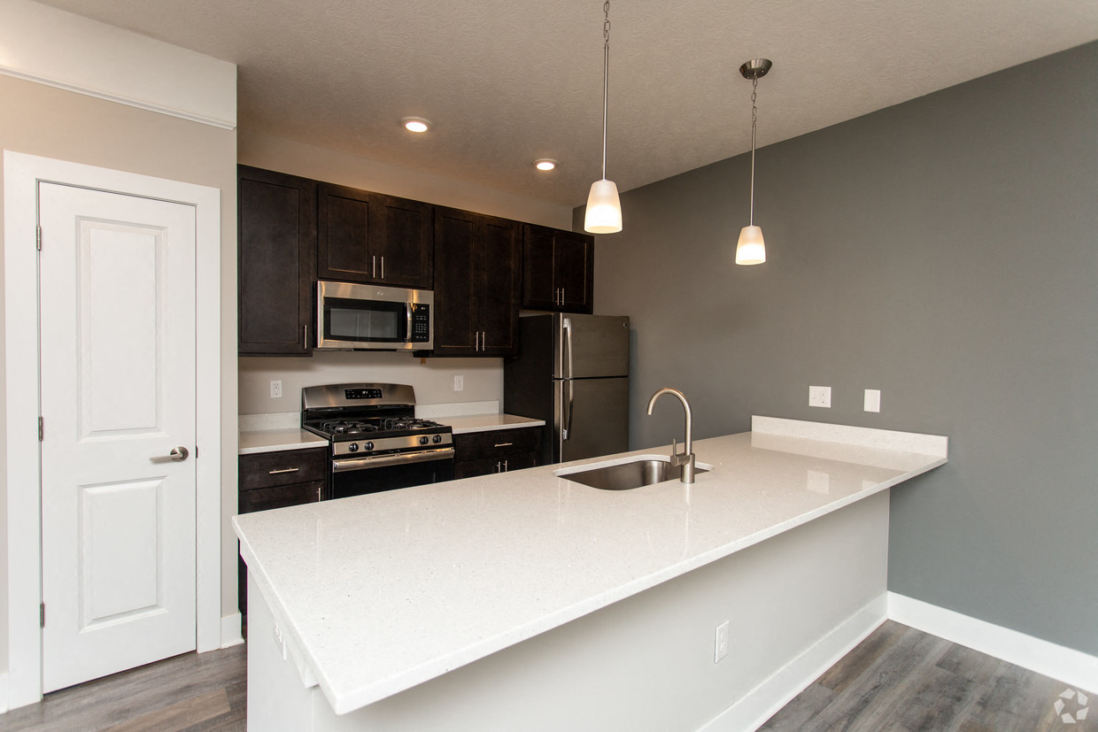 The Ervin Kitchen with Quartz Countertops  at The Flats on Houk, Delaware