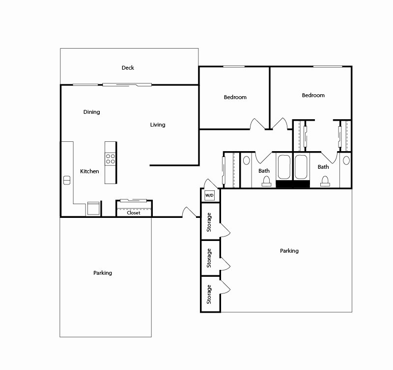 Schooner, 2br, 2ba, 1030 sq. ft.