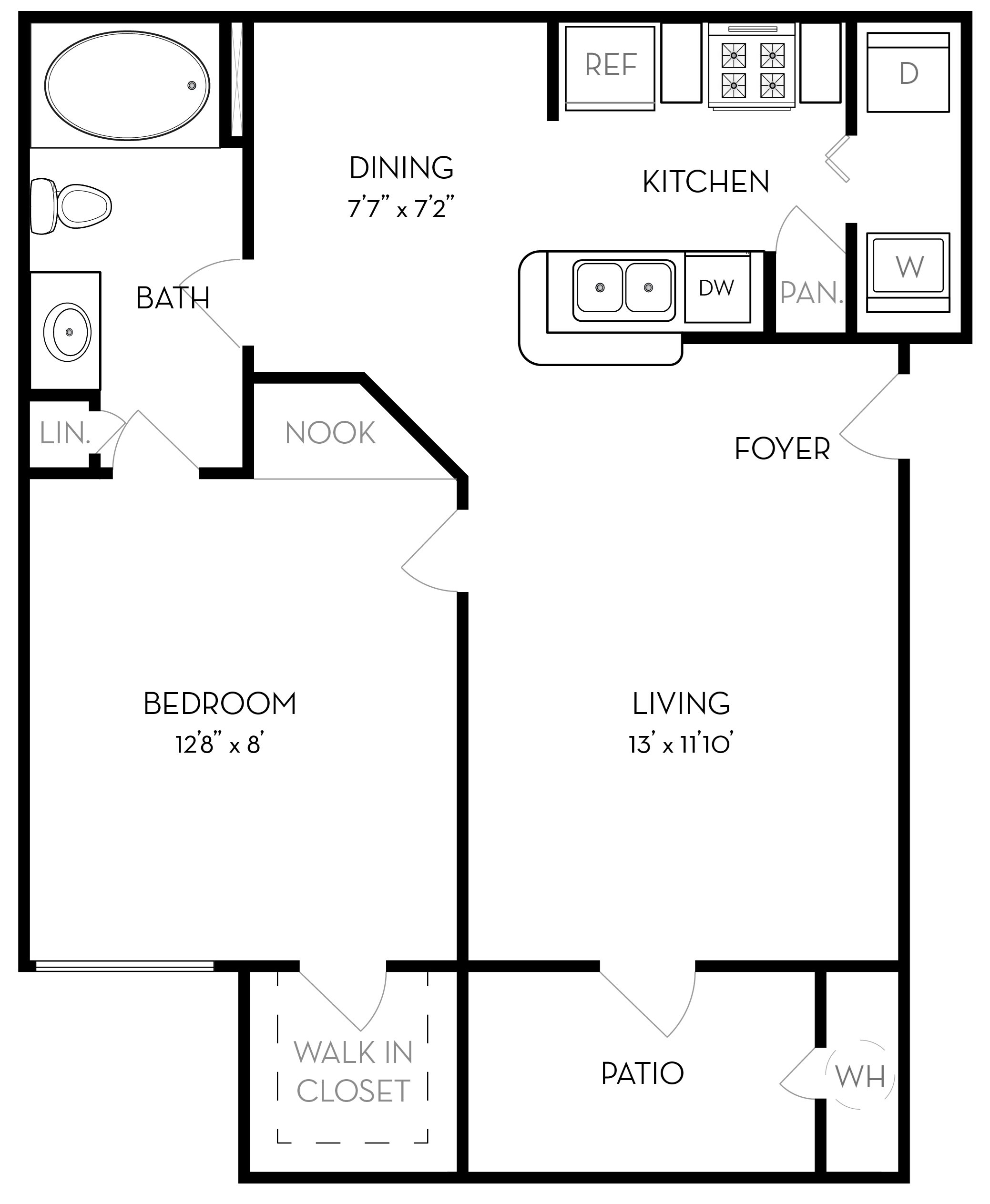 Antero - 1x1 Floor Plan 1