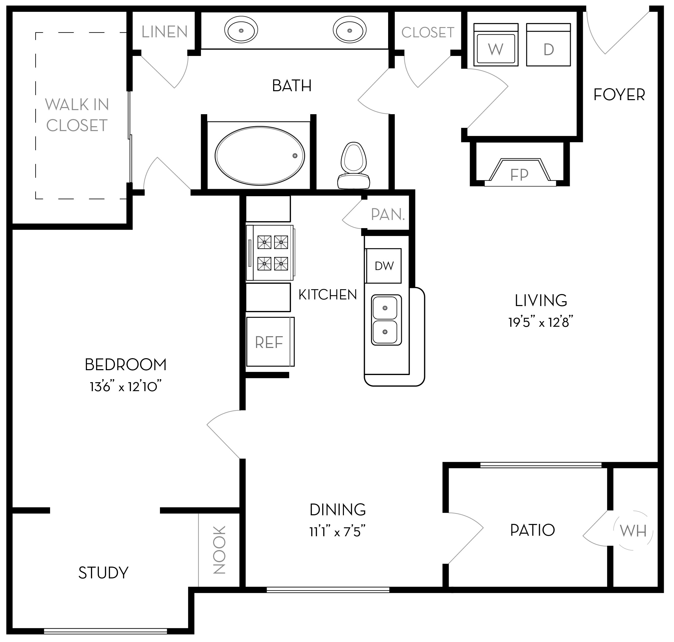 Crestone - 1x1 Floor Plan 3