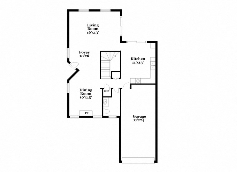 a floor plan of a house with a bedroom and a living room