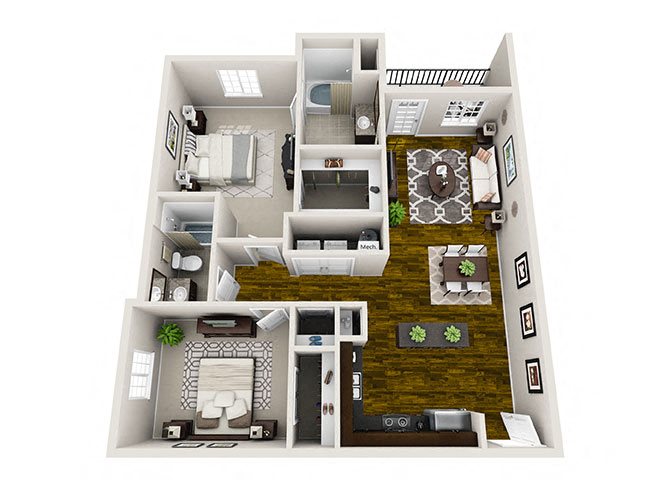 2 Bed / 2 Bath Floor Plan 2 Bed / 2 Bath Floor Plan