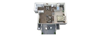 1 Bedroom & 1 Bathroom Apartment Floor Plan At Riverton of the High Desert Apartments in Victorville, CA