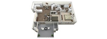 1 Bedroom & 1 Bathroom Apartment Layout At Riverton of the High Desert Apartments in Victorville, CA