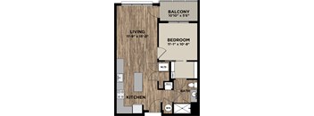 (A1) One Bedroom One Bathroom FP Layout at Arlo, Pennsylvania, 19355