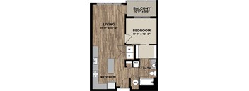 1 Bedroom 1 Bath Floor Plan at Arlo, Pennsylvania