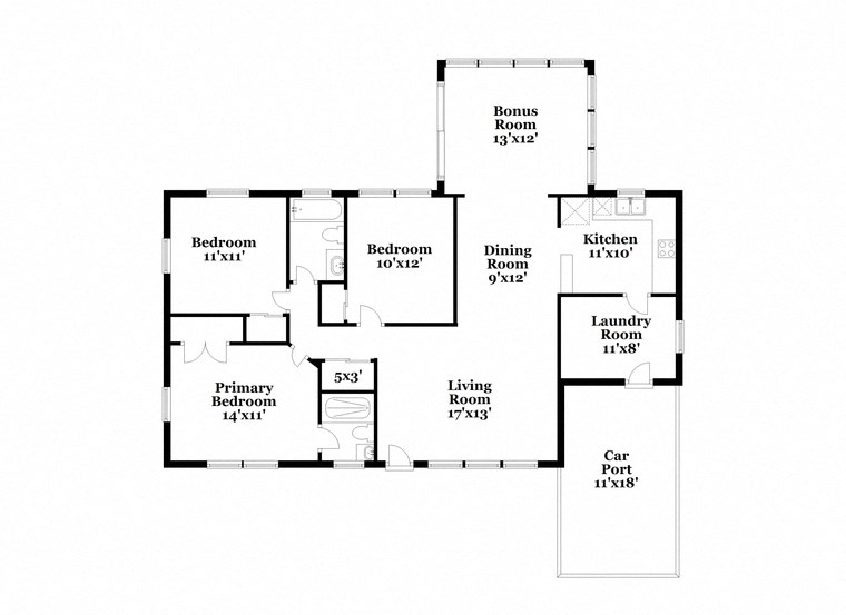 a floor plan of a house with two bedrooms and two baths