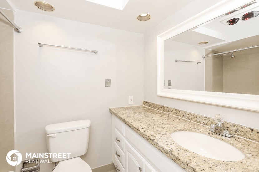 a bathroom with a sink and a toilet and a mirror