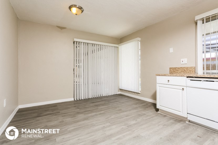 the kitchen and living room of an apartment