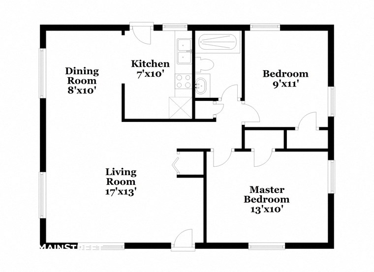 a floor plan of a house with a bedroom and a living room