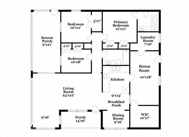 floor plan of the second floor of a house with bedrooms and baths