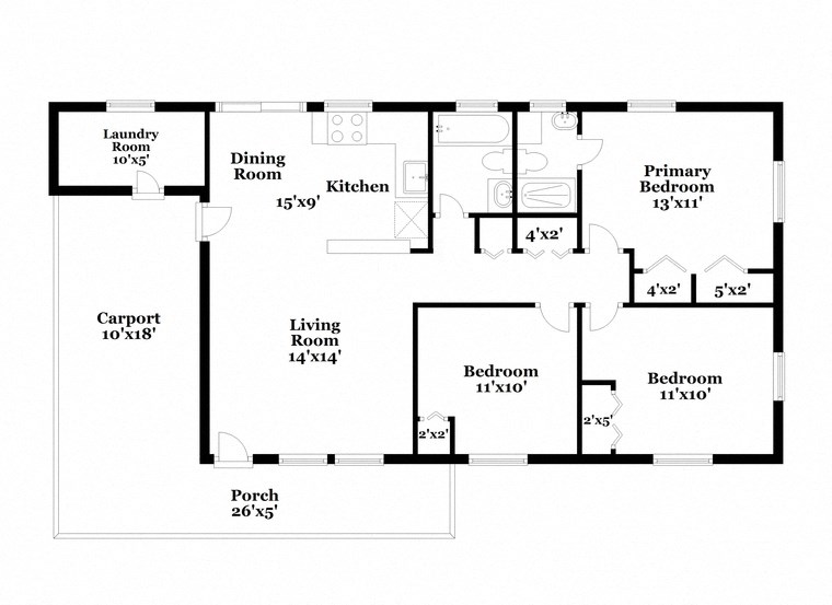 a floor plan of a home with an open concept floor plan with bedrooms and baths