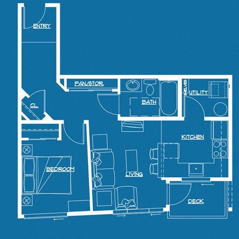 1 Bed 1 Bath Floor Plan at Latitude 47, Washington, 98466