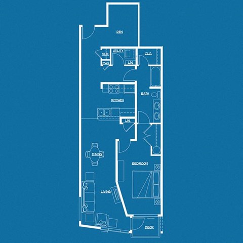 1 Bed 1 Bath + Den Floor Plan at Latitude 47, Washington