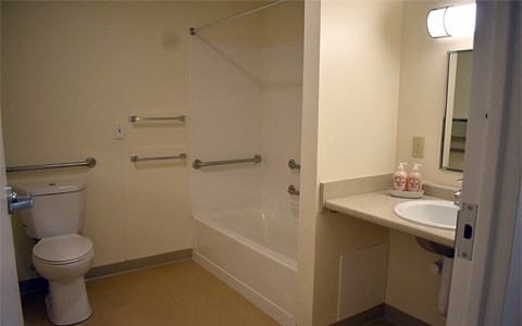 a bathroom with a toilet and a sink and a shower