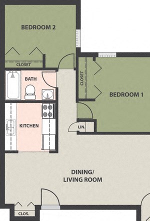 2-Bedroom, 1-Bath
