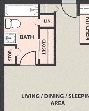 Studio, 1-Bath