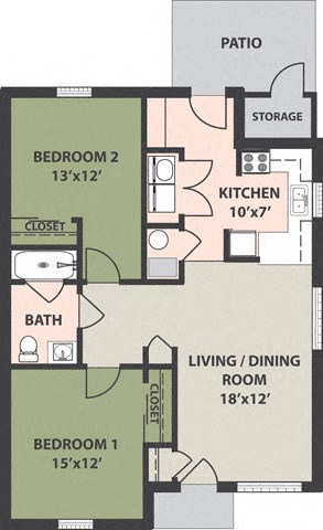2-Bedroom, 1-Bath