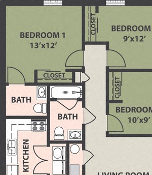 3-Bedroom, 1 1/2-Bath