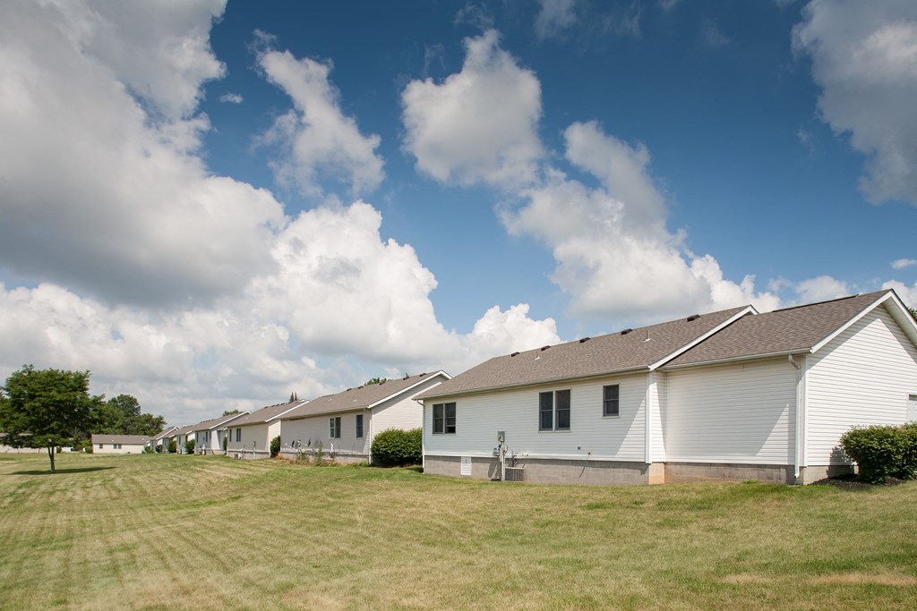 an image of a row of houses in a field
