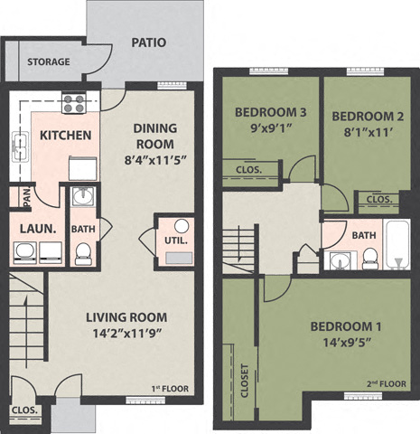 3-Bedroom, 1 1/2-Bath Townhome