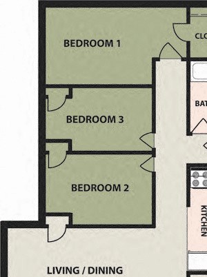 3-Bedroom, 1-Bath