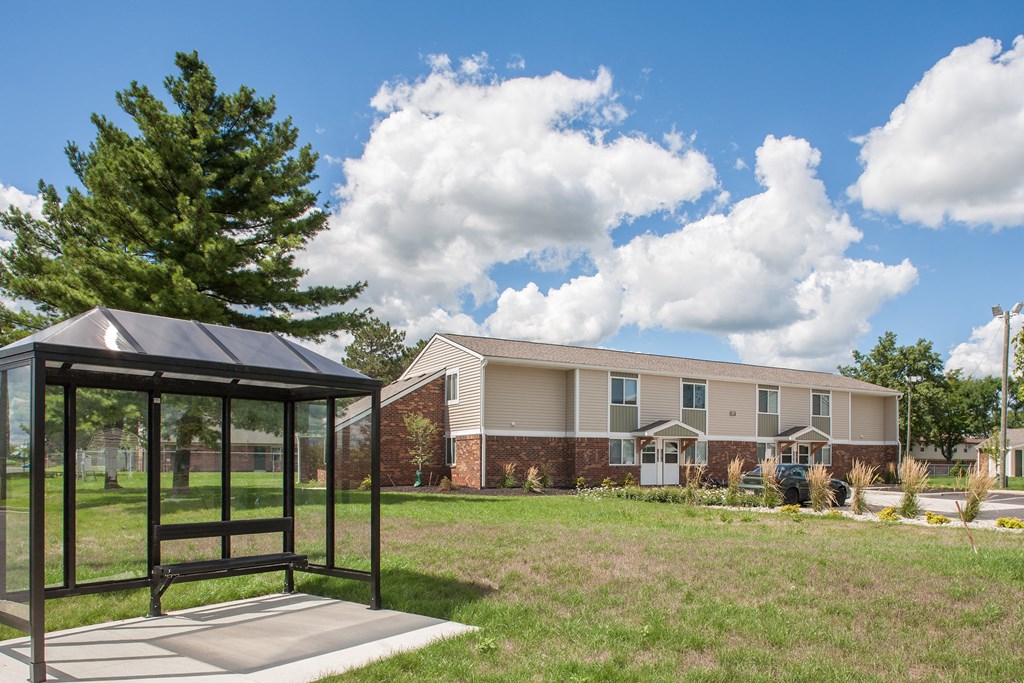 the view of our apartment building from our gazebo