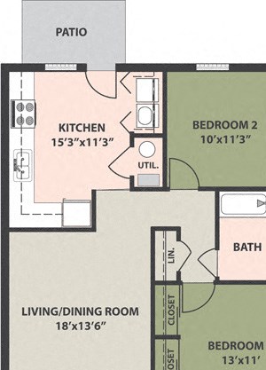 2-Bedroom, 1-Bath Garden