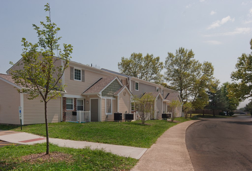 a row of houses on the side of a street
