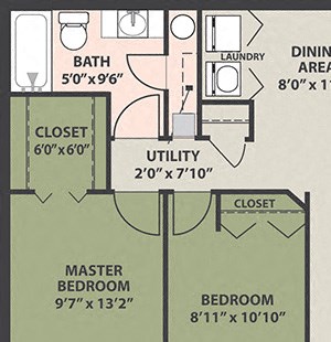 2-Bedroom, 1-Bath