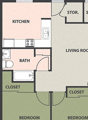 2-Bedroom, 1-Bath