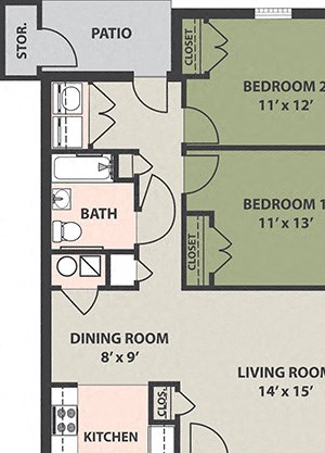 2-Bedroom, 1-Bath