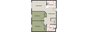 2-Bedroom, 1-Bath