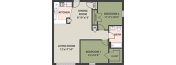 2-Bed, 1-Bath Garden