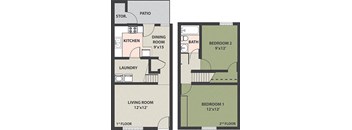2-Bed, 1-Bath, Townhome