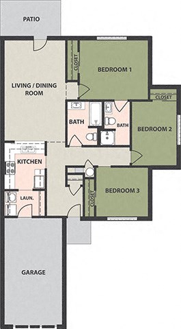 3-Bedroom, 2-Bath