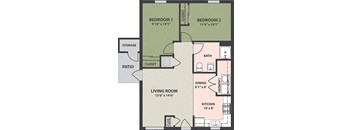 2-Bed, 1-Bath Garden